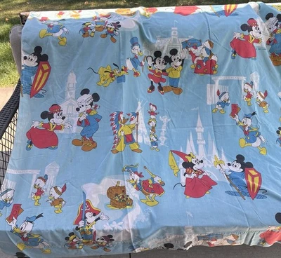 Vintage Walt Disney Mickey Mouse Donald Duck Scrooge Twin Fitted & Flat Sheet - Image 1 of 4
