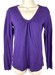 Ann Taylor LOFT Women's Long Sleeve Pleat Front Top 100% Cotton Size XS Purple - Picture 1 of 8
