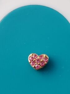 Origami Owl Gold Pink Crystal Puffy Heart Floating Charm FOR LIVING LOCKET