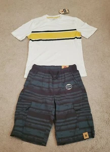 Urban Pipeline Shorts, sz 10/12, NWT, Gray Stripe, Shirt Small Yellow White - Picture 1 of 7
