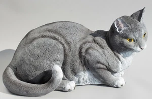 Estatuilla de gato gris mascota escultura grande jardín estatua exterior hogar adorno regalos - Imagen 1 de 6