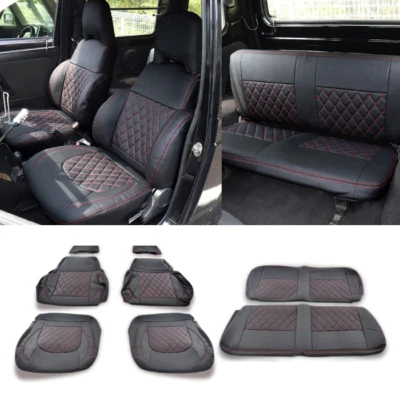 Diamond Cut Quilted PVC Leather Seat Cover Stitch Red JDM for Suzuki Jimny JA11 - Image 1 of 4