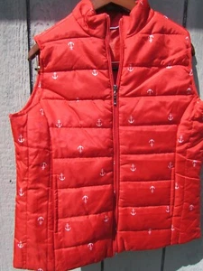Puffer Vest Jacket BOAT ANCHOR Boating RED Medium NEW Lightweight - Picture 1 of 6