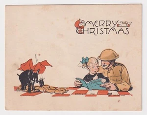 Antica CARTOLINA Natale Americano epoca prima guerra mondiale *biglietto auguri festa esercito militare - Foto 1 di 2