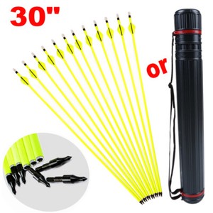 12Pcs Archery Carbon Hunting Arrows 30" SP500 For Compound/Recurve Bow or Quiver