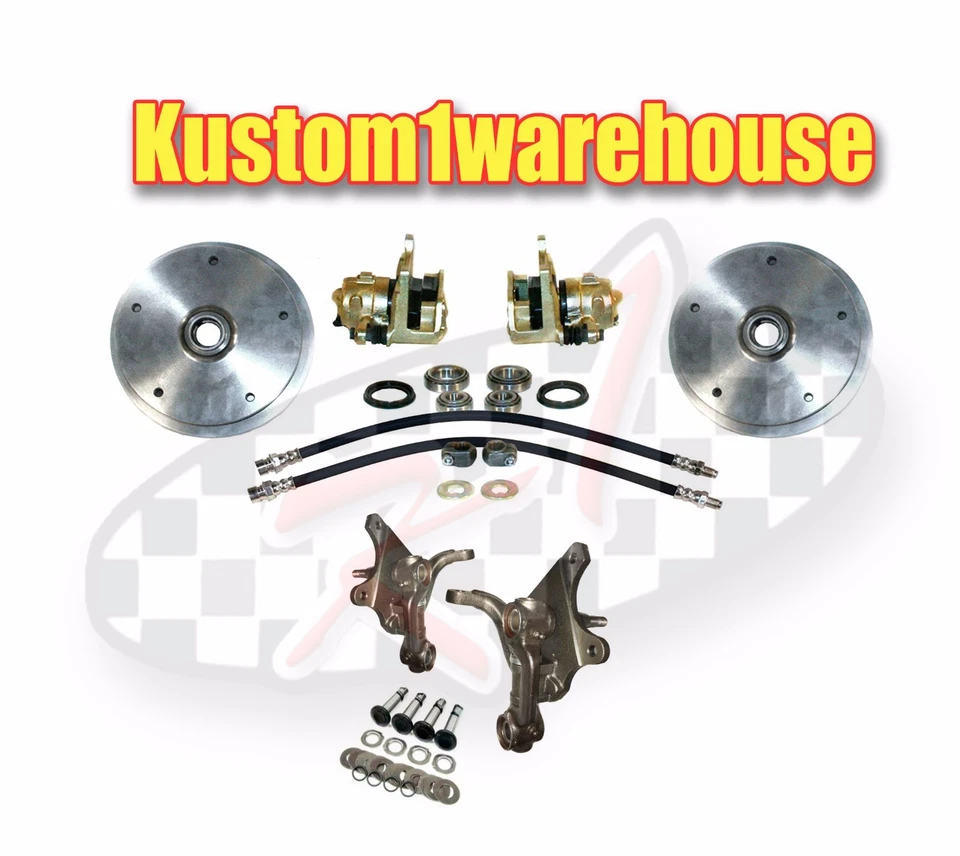 Front 2.5 inch drop spindle disc brake conversion kit 5 on 205 for VW Volkswagen - Image 1 of 1