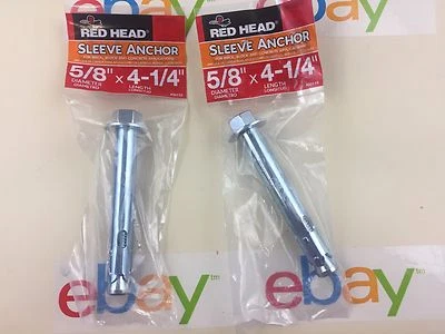 (LOT OF 2) 5/8" x 4-1/4" Sleeve Anchor Concrete Anchor RAMSET RED HEAD 50119