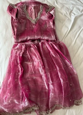 Mujeres Indias Ropa de Fiesta Bollywood Sharara/Salwar Kameez Rosa XS/S Totalmente Nuevo  Foto 1 de 4