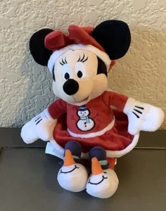 Disney Store Minnie Mouse Urlaub Plüsch Schneemann Pullover Hausschuhe rot Kleid - Bild 1 von 3
