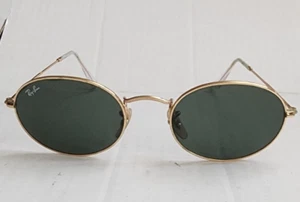 Ray-Ban RB3547 Vintage Oval Sunglasses With Gold Frame And Green Lenses - Picture 1 of 9