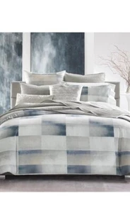 Hotel Collection Illusions KING Duvet Cover+2King Shams,Pima Cotton-Blue/Grey - Picture 1 of 3