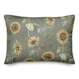 Creative Products Sunflower Pattern on Green 20 x 14 Spun Poly Pillow - Picture 1 of 3