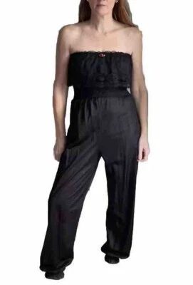 Sexy mono sin tirantes vintage negro lencería mameluco para mujer talla M  Foto 1 de 4