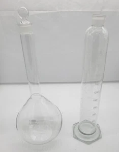 KIMAX 2000mL Graduated Cylinder + 5000ml Pyrex Flask HUGE! Lab Set *SEE NOTES* - Picture 1 of 12