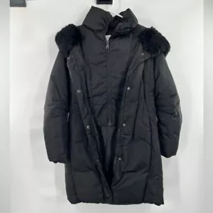 T. Tahari Chaqueta Puffer Negra Con Capucha Talla S - Imagen 1 de 13