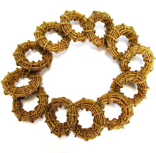 12 Beaded Twist Napkin Rings Gold Bronze Copper Autumn Fall Party Seed Beads