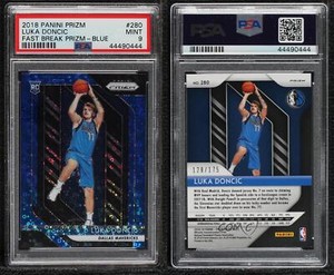 2018-19 Panini Prizm Fast Break Blue /175 Luka Doncic #280 PSA 9 MINT Rookie RC