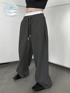 Manfinity EMRG Men's Wide Leg Sweatpants Style- Baggy Joggers Black Drawstring - Picture 1 of 13