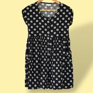 Tucker & Tate Girls Black White Daisy Floral Dress Boho Lagenlook Size Large - Picture 1 of 8