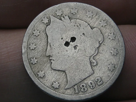 1892 Liberty Head V Nickel 5 Cent Piece- Good/VG Details, Full Date Cover