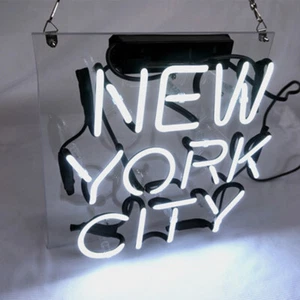 New York City Real Glass Neon Sign Game Room Night Light Wall Decor Gift 10"x10" - Picture 1 of 3