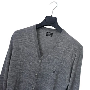 Men's ALLSAINTS Premium 100% WOOL Grey BUTTON Front CARDIGAN *SLIM* XL *FITS* L - Picture 1 of 10