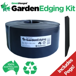 Plastic Lawn Edging Kit 150mmx 30mx3mm with 6,10,20,30,40 or 50 Pegs!Recycled - Picture 1 of 14