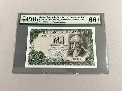 Spain 1,000 Pesetas P-154 ND(1974)  PMG 66 EPQ  *Commemorative* - Image 1 of 4