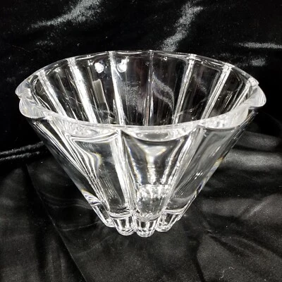 ROSENTHAL CRISTAL VINTAGE GRANDE CENTRO DE MESA CUENCO, 9" DIAM., FORMA DE FLOR, FIRMADO Foto 1 de 4