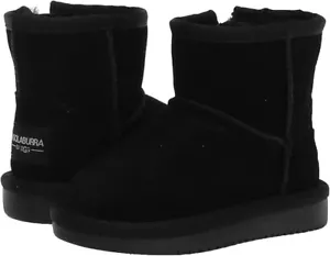 Koolaburra UGG Boots Schwarz Wildleder Koola Mini Kurz Winterstiefel 3Y Unisex Neu mit Etikett - Bild 1 von 6