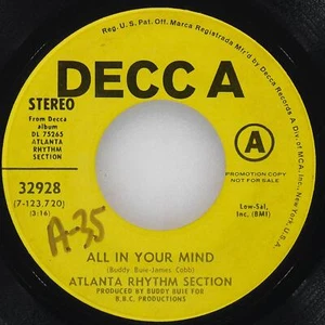 ATLANTA RHYTHM SECTION All In Your Mind DECCA 32928 VG+ 45 7" 1972 Funk - Picture 1 of 4