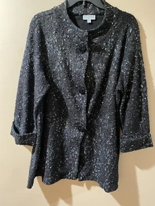 JM Collection Womens Jacket Black Blazer  Size 1X With the gold shimmery - Picture 1 of 10