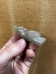 Chinese Celadon Jade Carving Qing-Republic Period Scholars Toggle Lotus Root - Picture 1 of 9