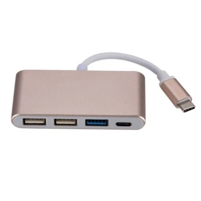PINK Type C to USB A & USB C 4 in 1 Hub Port Adapter For Apple Macbook Samsung - Image 1 of 4