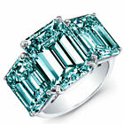 5 Ct Vivid Blue Emerald Moissanite Diamond 925 Sterling Silver Engagement Ring