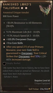 Banished Lord's Amulet 2GA Diablo 4 ETERNAL REALM NON-SEASON SC D4 PS5 Xbox - Picture 1 of 1