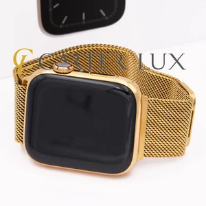 41mm Apple Watch Series 9 Custom 24k Gold Plated (GPS + Cellular) Milanese Band - Picture 1 of 6