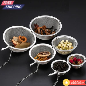 3 Pcs Stainless Steel Tea Infuser Strainer Set - Fine Mesh Ball with Chain Hook - Picture 1 of 7