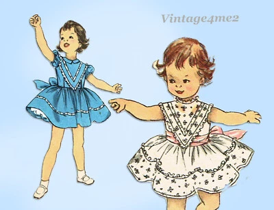 Simplicity 2606: 1950s Cute Uncut Baby Girls Dress Size 1 Vintage Sewing Pattern - Image 1 of 4