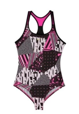 Traje de baño de una pieza Nike L37805 para niñas Multi Mash Up espalda deportiva talla M Foto 1 de 4
