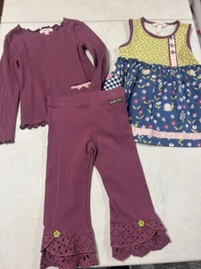 MATILDA JANE ADORABLE  3 PC OUTFIT W  2  SHIRT & BENNIES  GIRLS  4 - Picture 1 of 6