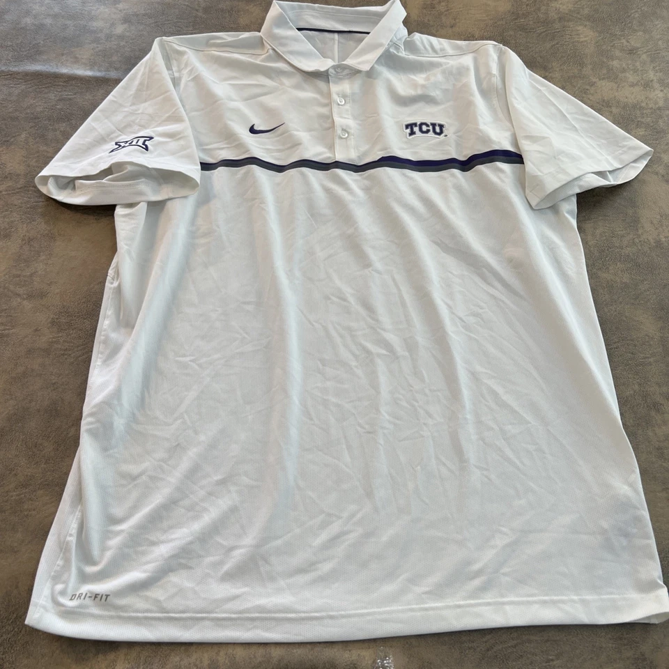 Nike TCU Shirt Men's 2XL White Hybrid Mesh Golf Texas Christian University - Image 1 of 4