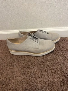 Clarks Teadale Rhea Oxfords Light Grey Suede Shoes Size 10 - Picture 1 of 10