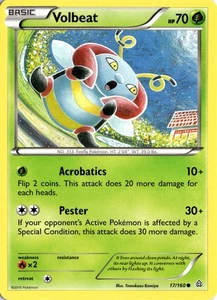 Pokémon Volbeat XY Primal Clash 17/160 Common Light Play LP Card Scan 2015 - Picture 1 of 2