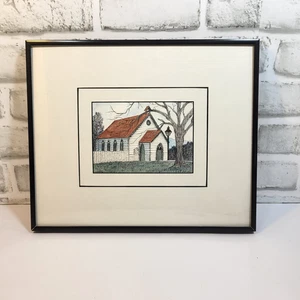 Beautiful Original Pen and Ink Scene Watercolor Painting Signed Salley Batson - Picture 1 of 7