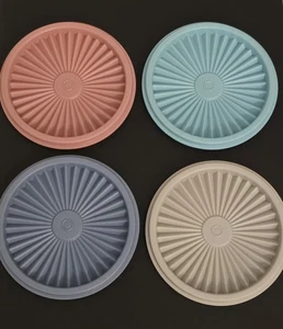 4 Sellos Tapas Tupperware Servalier 5" De Colección 812 Mediados Años 90 Colores Hechos en EE. UU. NUEVOS - Imagen 1 de 16
