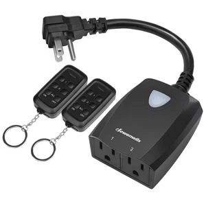 Outdoor Wireless Remote Control Outlet, 2 Independent Control Sockets Weatherpro - Picture 1 of 12
