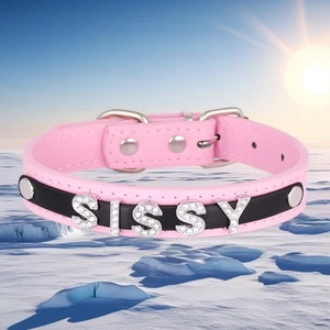 Pu Leather Collar Necklace BDSM Gift Choker Custom Chocker Yes Daddy DIY FAGGOT - Picture 1 of 24