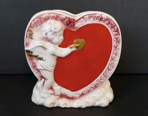 Vintage Lefton Valentine Heart Cupid Planter Vase H6191 - Picture 1 of 8