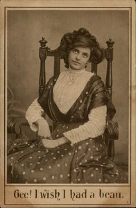 Alte Postkarte Dame auf Stuhl 1910 Basco Illinois - Bild 1 von 2